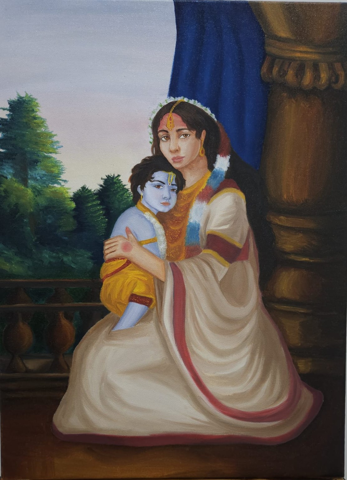 Painting of Yashoda embracing child Kanha